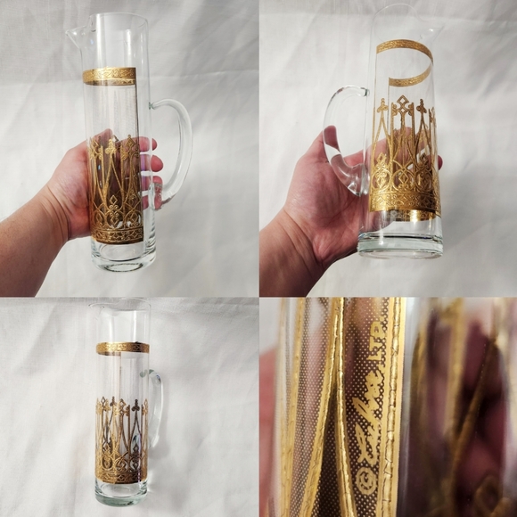 Culver Ltd. 22K Gold Signed VTG Mid-Century Antigua Tall Cocktail Pitcher Valenc - Picture 13 of 16